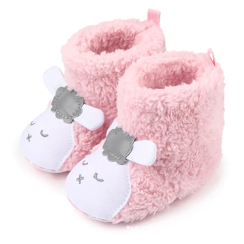 Soft-Bottom Baby Shoes, Coral Fleece Winter Boots