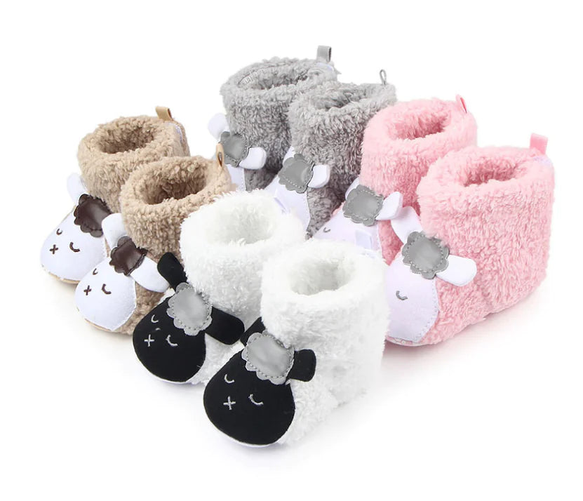 Soft-Bottom Baby Shoes, Coral Fleece Winter Boots