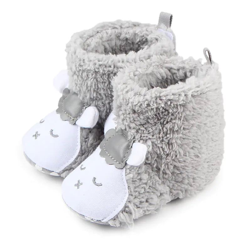 Soft-Bottom Baby Shoes, Coral Fleece Winter Boots