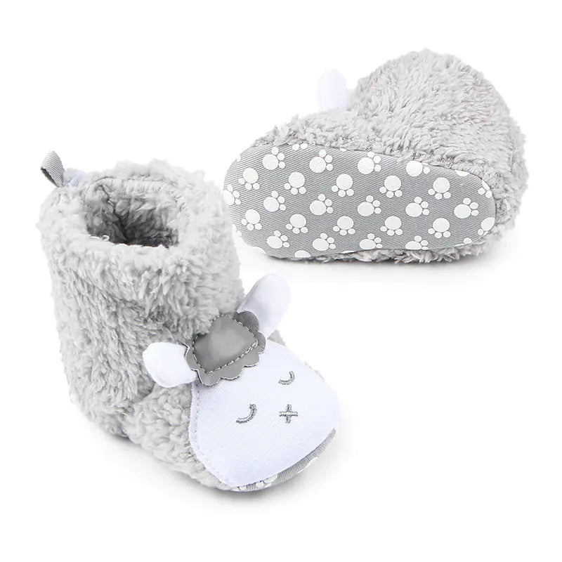 Soft-Bottom Baby Shoes, Coral Fleece Winter Boots