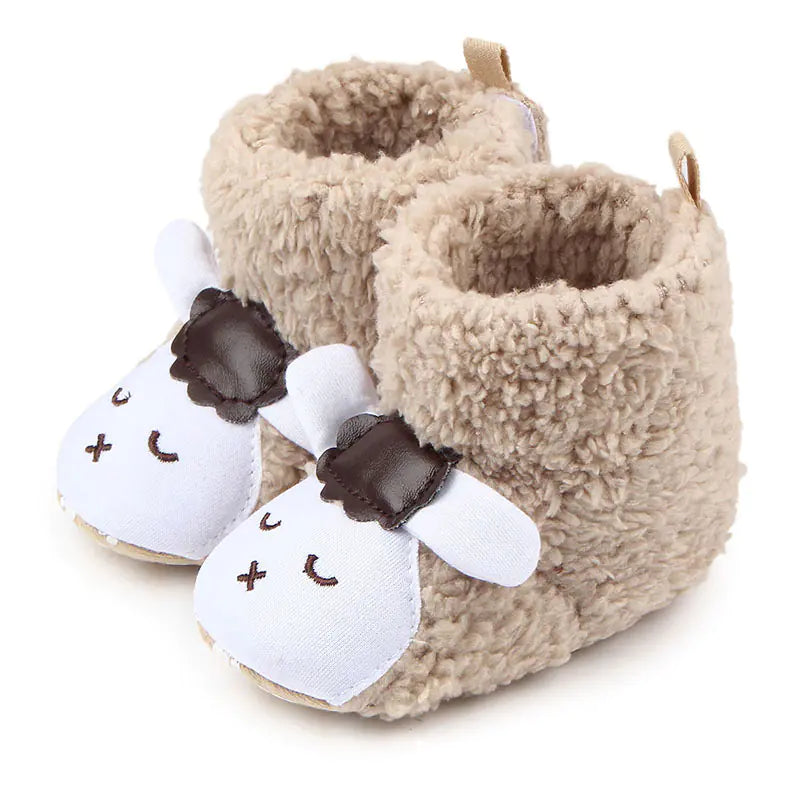 Soft-Bottom Baby Shoes, Coral Fleece Winter Boots